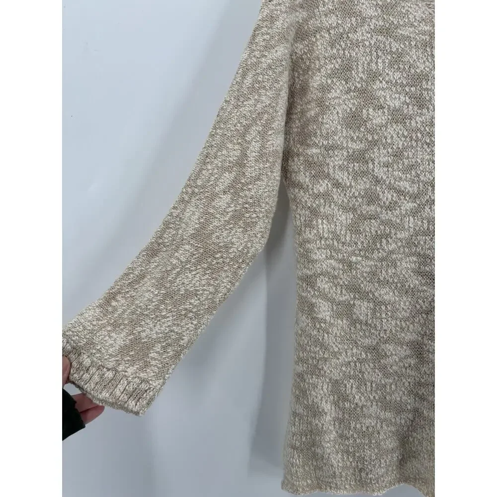 Peruvian Connection Sweater Womens Medium Beige Cotton Blend Pullover Sheer Knit